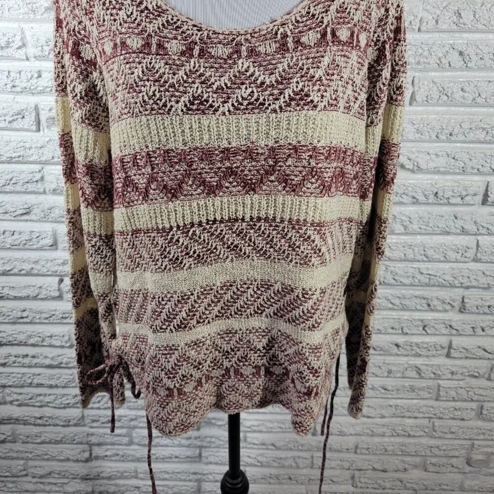 Knox Rose Women's XL Purple Beige Geometric Knit Pullover Sweater GEO183E